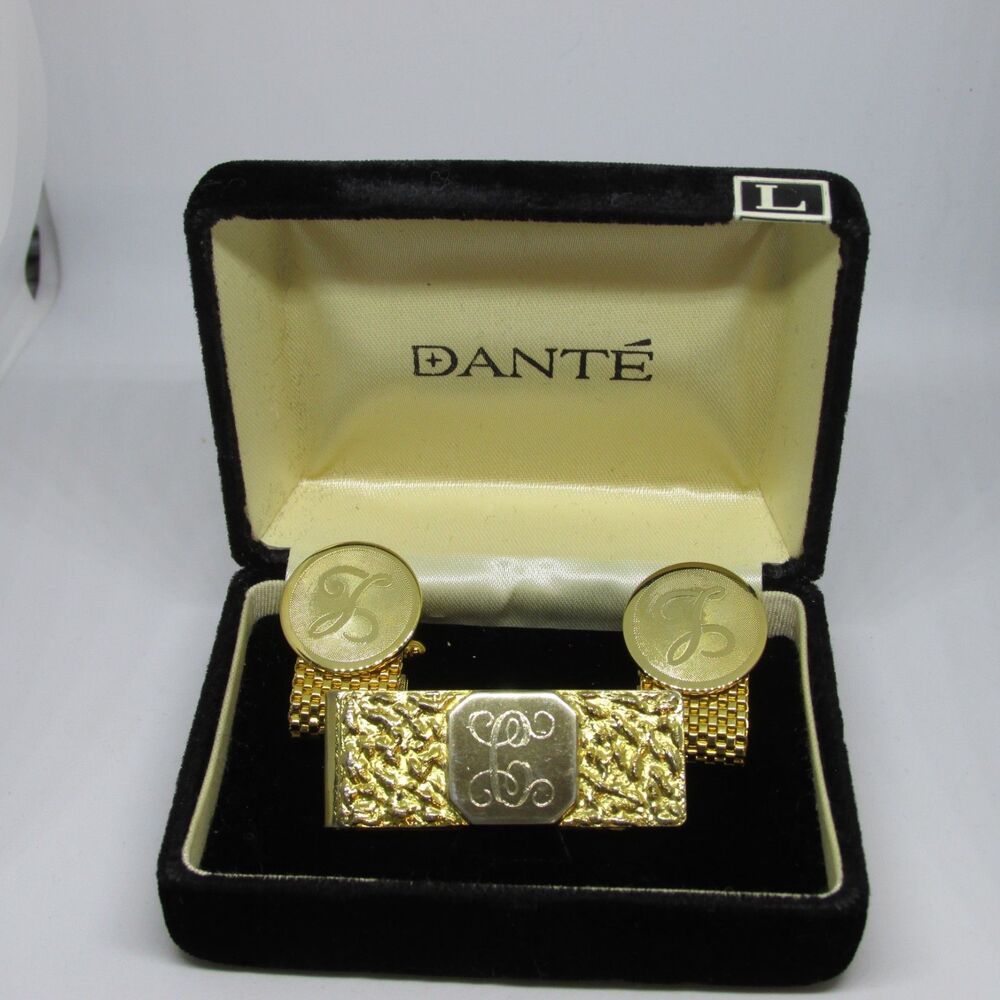 DANTE Cuff Links L Monogram Initial Letter Wraparound Mesh Money clip